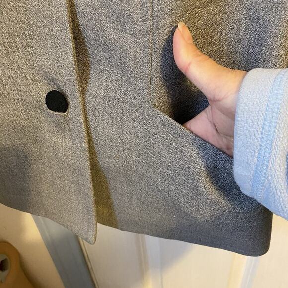 Jones New York Suit Women 4P Jacket Skirt Set Wool Mini USA Academia Career Grey - Picture 11 of 16